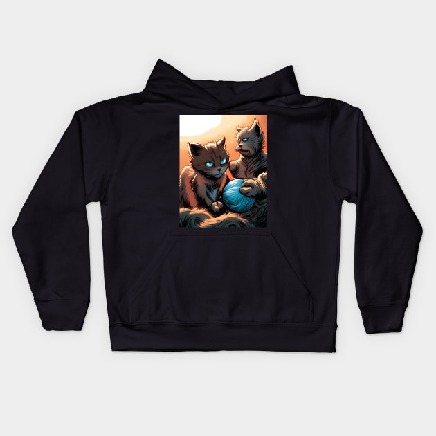 Two Cats on a Hot Tin Roof Kids Hoodie by Prosperity Path